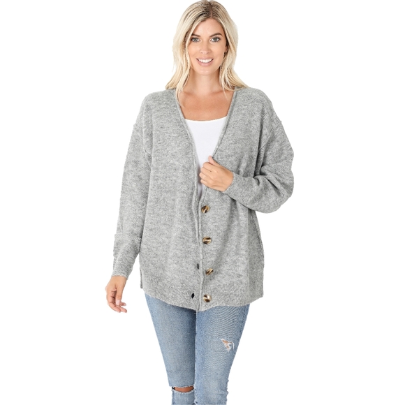 Zenana Melange Button Down Cardigan - Picture 3 of 9